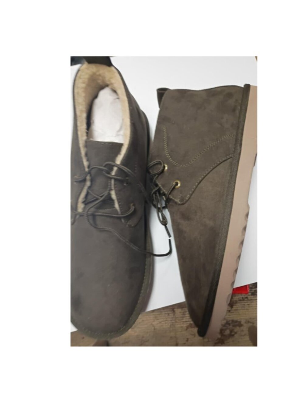 Sun + Stone Men's Gage Faux Shearling Chukka Boots - Olive